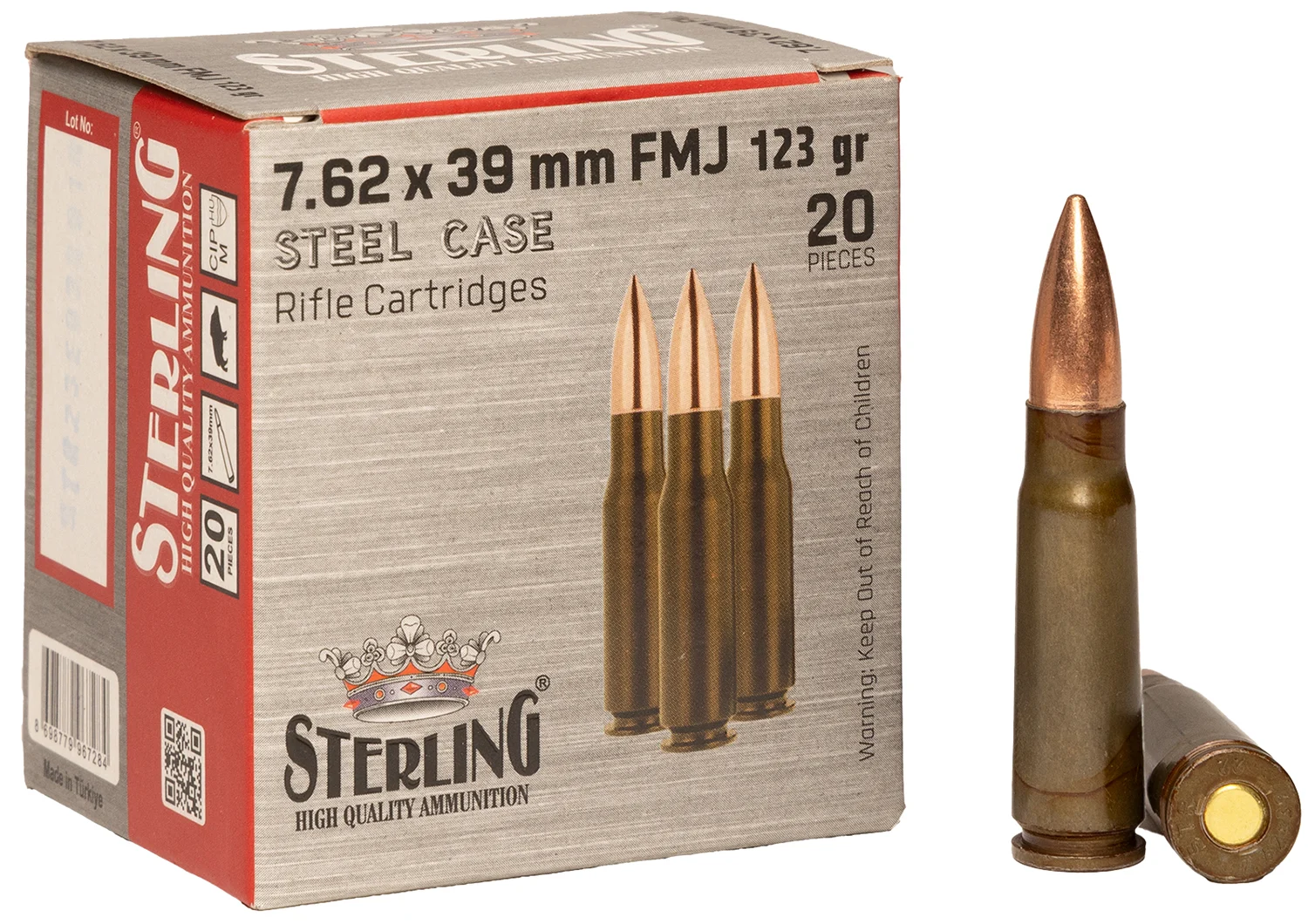 Sterling 8698779967284 7.62x39mm 123gr Full Metal Jacket 20 Per Box/50 Case