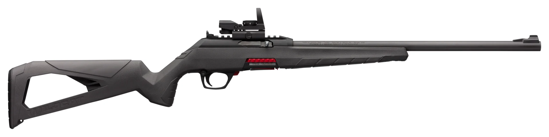 Winchester Wildcat .22 LR 18-inch reflex-sight rifle, matte blued barrel and gray synthetic stock