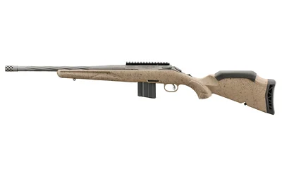 Ruger American Gen II Ranch rifle 6.5 Grendel 16.1 in Cobalt Cerakote with FDE splatter synthetic stock