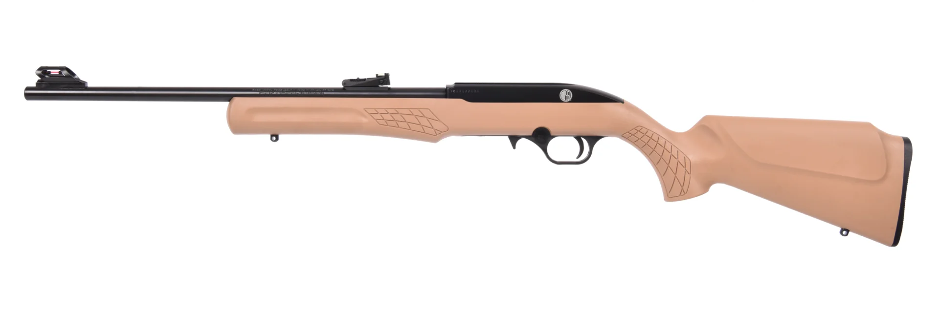 Rossi RS22 18 inch .22 LR rifle tan Monte Carlo synthetic stock adjustable fiber optic sights