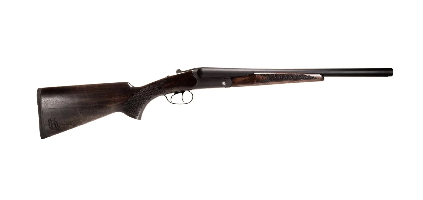 Heritage Badlander 12 gauge side-by-side coach shotgun with black finish and walnut stock