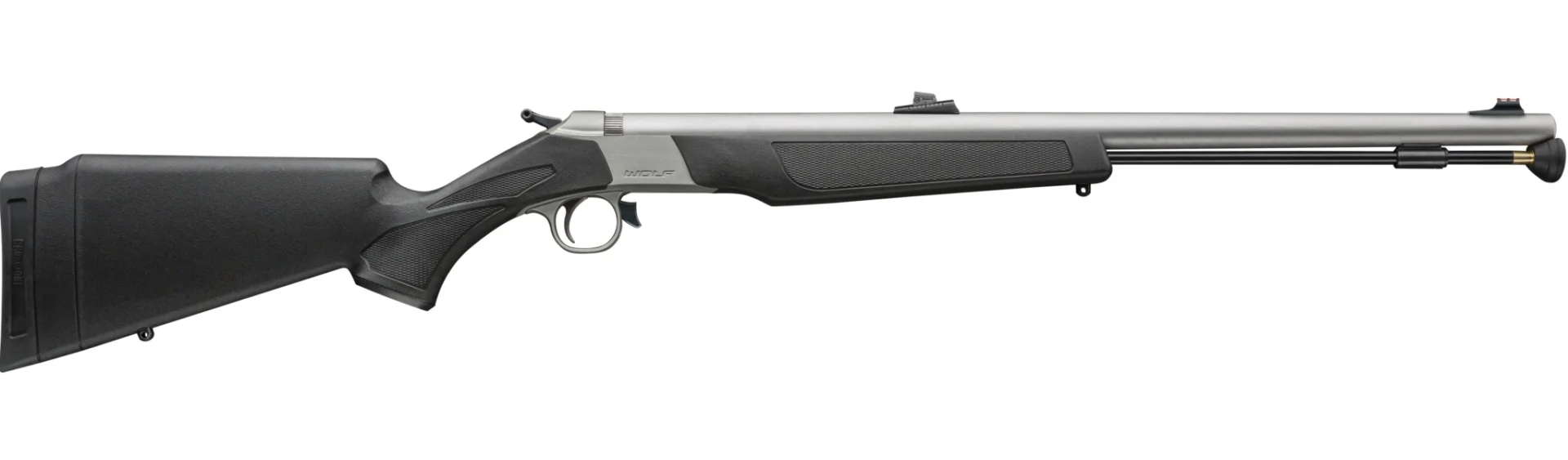 CVA Wolf V2 .50 Cal 24-inch stainless barrel with black synthetic stock and fiber optic sights muzzleloader