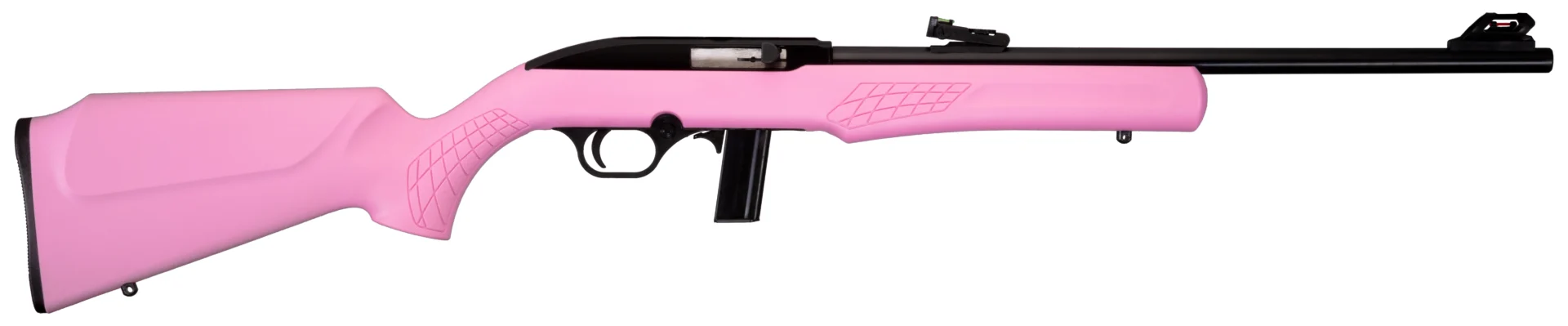 Rossi RS22 .22 LR rifle 18-inch barrel with pink Monte Carlo synthetic stock and fiber optic sights