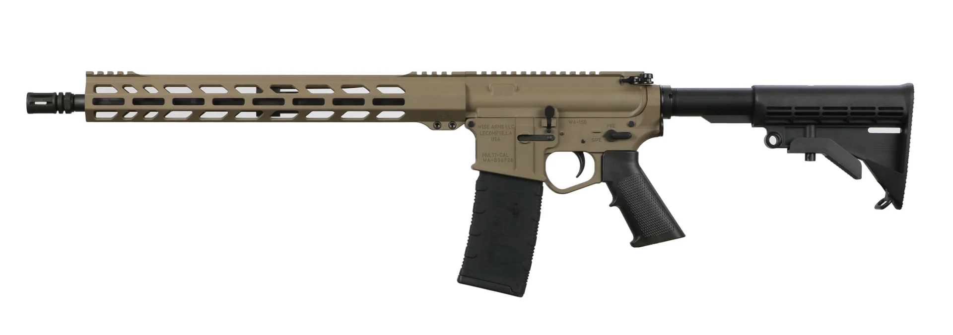 Wise Arms WA-15B .300 AAC Blackout 16" FDE rifle side view